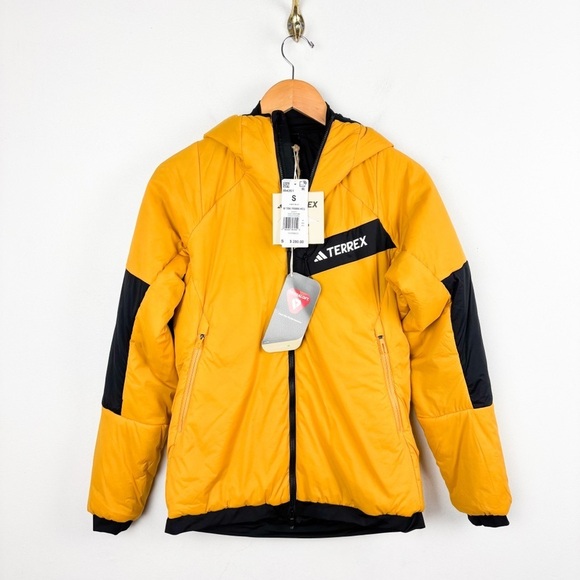 Adidas Women’s Yellow Terrex TechRock Stretch Primaloft Packable Jacket Sz S - Picture 1 of 12
